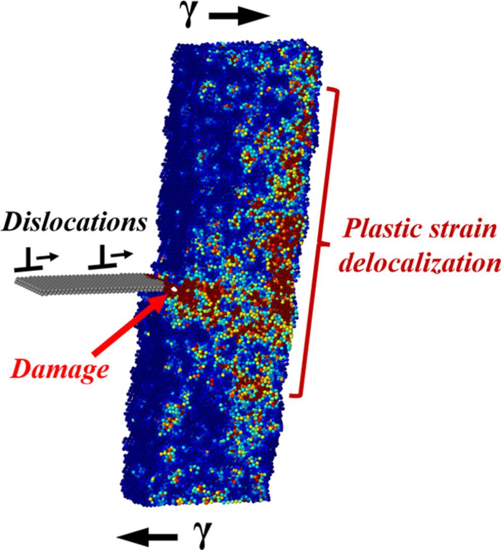 Amorphous grain boundaries with enhanced damage tolerance